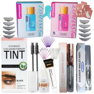 Kit para Lifting de pestañas Lomansa, con Pegamento + Keratin Boost + Pasos 1 y 2 + Bigudies + Tinte + Parches de Hidrogel + 4 Accesorios. Kit Lifting 14