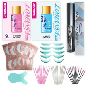 Kit para Lifting de pestañas Lomansa, con Pegamento + Paso 1 y 2 + Bigudies + Parches de Hidrogel + 4 Accesorios. Kit Lifting 16