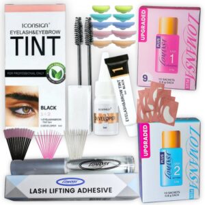 Kit para Lifting de pestañas Lomansa, con Pegamento + Pasos 1 y 2 + Tinte + Bigudies + Parches de Hidrogel + 4 Accesorios. Kit Lifting 17