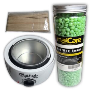 Kit Depilación con olla 500  ml + 400 gr de cera Max Care + 20 paletas. Kit Depilación. Aloe