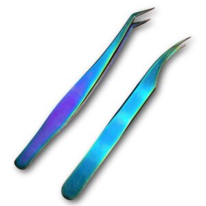 Set de 2 Pinzas Tornasol con estuche, de acero inoxidable, alta precisión