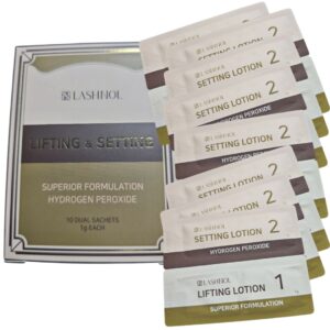 Lifting de Formulación Superior con Cisteamina, producto Coreano Lashnol, 10 dual sachets (10 pasos 1 y 10 pasos 2) 1 ml cada sachet