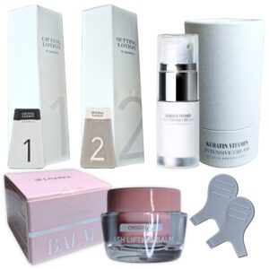 Kit para laminado de cejas Dlux, incluye pasos 1 y 2 (Permanente y neutralizante, 15 sachets de 1 ml c/u) + 1 Keratin- Botox Dlux + 1 Balsamo pegante lashnol + 2 aplicadores Y Brush, Kit Laminado 3