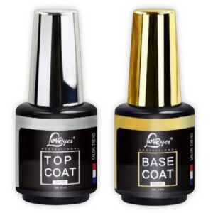 Base Coat + Top Coat para esmaltado de uñas permanetes, Loveyes, 15 ml c/u