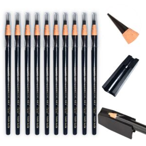 Set 10 lápices dermográficos Negros + sacapunta para lápiz dermografico.