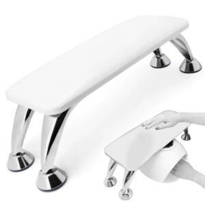 Almohada Cojin con soportes de metal o reposamanos / reposapies para manicuristas, Blanco