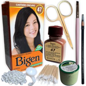Kit para depilación y diseño de cejas semipermanentes con Tinte Bigen, 6 gr, disponible en números 26, 45, 46, 47, 48, 56, 57, 58 y 59, PRECIOS INCLUYEN IVA