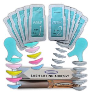 Kits para Lifting de Pestañas Iconsign sachets verdes, incluye pasos 1 y 2 , pegamento Lomansa, 10 pares de bigudies y 2  Y brush