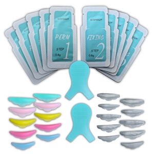 Kits para Lifting de Pestañas Iconsign sachets verdes, incluye pasos 1 y 2, 10 pares de bigudies y 2  Y brush