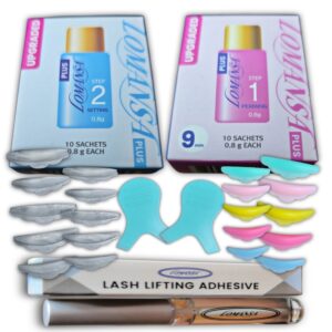 Kits para Lifting de Pestañas Lomansa, incluye pasos 1 y 2 , pegamento Lomansa, 10 pares de bigudies y 2  Y brush