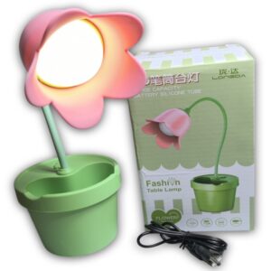 Lampara decorativa para salón de belleza, recargable, con luz led y diseño de flor