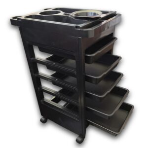 Carrito organizador de insumos de peluqueria, con 5 niveles, Negro