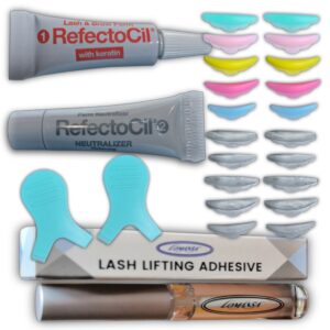 Kits para Lifting de Pestañas RefectoCil. Incluye pasos 1 y 2, pegamento Lomansa,10 pares de bigudies y 2 Y brush