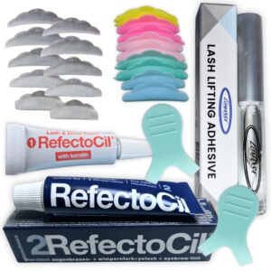Kits para Lifting de Pestañas RefectoCil. Incluye pasos 1 y 2, tinte RefectoCil, pegamento Lomansa,10 pares de bigudies y 2 Y brush
