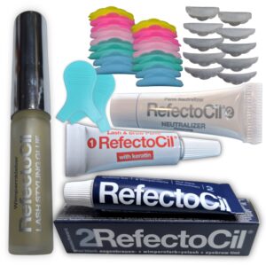 Kit para Lifting de Pestañas RefectoCil, incluye pasos 1 y 2, pegamento refectocil, tinte, 10 pares de bigudies y 2 y brush.