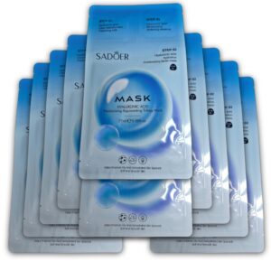 Mascarilla facial hidratante de tres pasos de acido híaluronico, 10 sachets de 25 ml c/u.