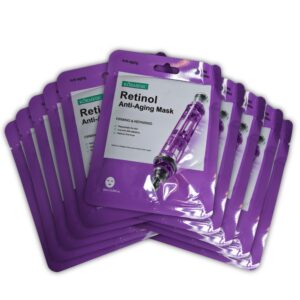 Mascarilla facial antienvejecimiento con retinol, 10  sachets de 25 ml c/u.
