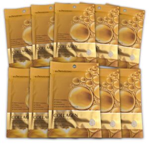 Mascarilla facial de colágeno nutritiva y antievejecimiento, 10 sachets de 25 ml c/u.
