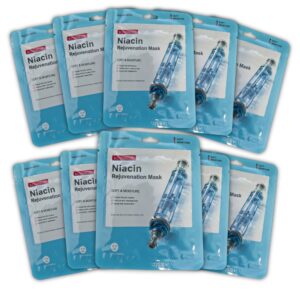 Mascarilla facial rejuvenecedora con Niacina y aloe vera, mantiene la piel humectada,  10 sachets de 25 ml c/u.