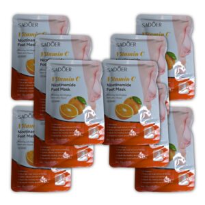 Mascarilla para pies exfoliante y blanqueadora con vitamina C, 10 sachets de 35g c/u.