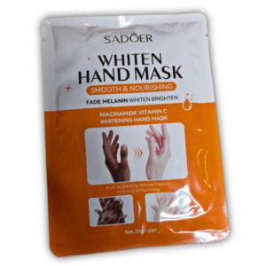 Mascarilla exfoliante y blanqueadora para pies y manos con vitamina C, 10 sachets (5 sachets de cada una) de 35g c/u.