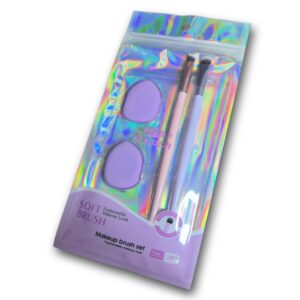 Set de 2 pinceles para diseño de cejas + 2 esponjas limpiadoras