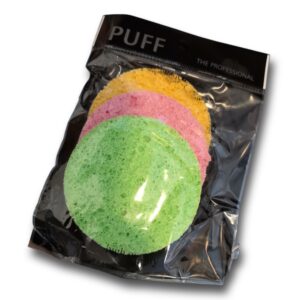 Set de 3 esponjas faciales exfoliantes.