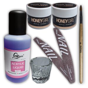 Kit para uñas acrílicas, incluye 2 polvos acrílicos Honey de 15 gr y monómero Loveyes de 120 ml