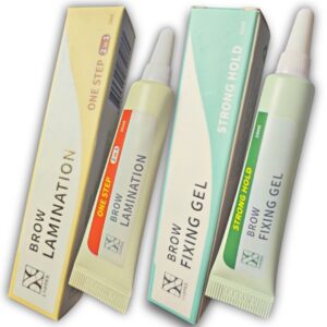 Kit para laminado de Cejas Lashnol 2 en 1, no requiere paso 2, Laminador de cejas y gel fijador en un solo paso , en tubos de 10 ml c/u. (Producto Coreano)