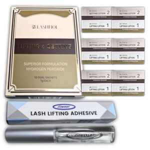 Lifting de Formulación Superior con Cisteamina, producto Coreano Lashnol, 10 dual sachets (10 pasos 1 y 10 pasos 2) 1ml cada sachet + 1 pegamento Lomansa de 5 ml