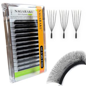Extensiones de pestañas, Fibras tecnológicas 5D U Nagaraku, 0,07D  Longitudes Mixtas (8-14mm)