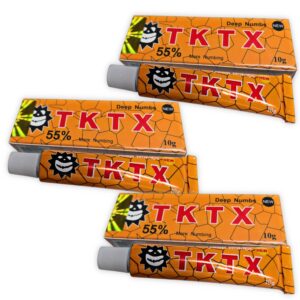 3 TKTX, Anaranjada, 55%, Anestesia o crema adormecedora tópica, para micropigmentación y tatuajes, de 10 ml cada crema (Nuestros precios incluyen IVA)