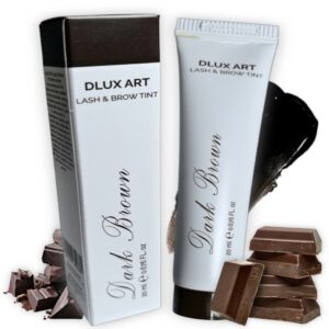 Tinte para pestañas y cejas de calidad superior, Dlux, color Dark Brown (Marron oscuro) 20 ml.