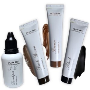 Tinte para pestañas y cejas Dlux, de calidad superior + Activador al 3%, 20 ml  C/U, Marron