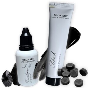 Tinte para pestañas y cejas Dlux, de calidad superior + Activador al 3%, 20 ml  C/U, Color negro
