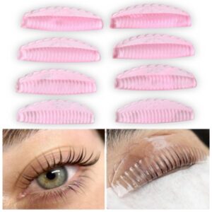 Bigudies Frozen autoadhesivos ultra anatómicos para lifting de pestañas, con ranura acanalados 4 pares en tallas diferentes, Amarillos, Curva D, Dlux