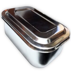Caja esterilizadora cuadrada con tapa de metal inoxidable de 6 pulgadas