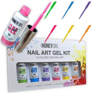 Kit de 6 esmaltes liner de gel permanentes para diseño de uñas Honeygirl