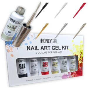 Kit de 6 esmaltes liner de gel permanentes para diseño de uñas Honeygirl