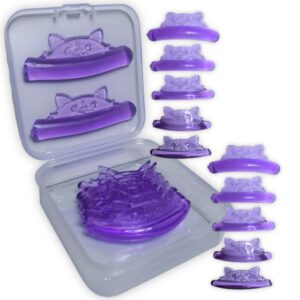 Bigudies Frozen Autoadhesivos para Lifting, 5 pares, diseño de gato, color Morado Curva U