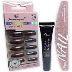 Kit para hacer uñas press on de gel (24 tips) + pegamento sólido para tips de gel + lima 180/240