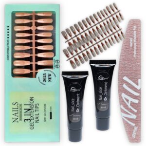 Kit para hacer uñas press on  de soft gel (150 tips) + 2 pegamentos sólidos para tips soft gel + lima 180/240