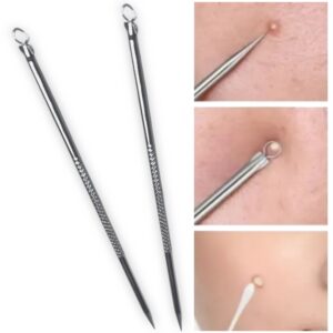 Kit de 2 sacacomedones o extractor de puntos negros de acero inoxidable