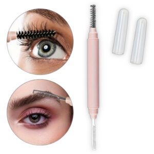 Cepillo para laminado de cejas y pestañas con doble cabezal, de celdas con fibras firmes y de metal inoxidable, reutilizable, Mod 126553