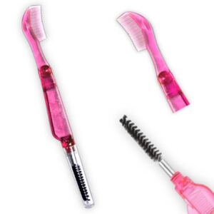 Cepillo para laminado de cejas y pestañas con doble cabezal, de celdas con fibras firmes y de acrílico, reutilizable, Mod 56949