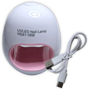 Mini Lampara UV/LED portatil de uñas, ideal para uñas soft gel, 16 watts, 4 leds, 6 x 5.5 cm, Cod. 131221