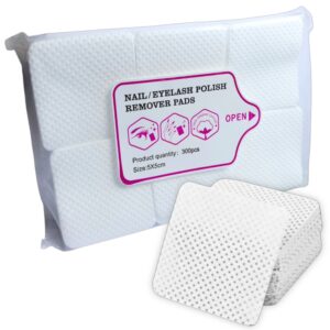 Pack de 300 pañitos sin pelusa de algodón esteril, para faciales, manicure y pedicure (Blanco)