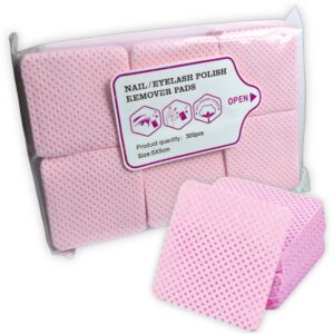 Pack de 300 pañitos sin pelusa de algodón esteril, para faciales, manicure y pedicure (Rosa)