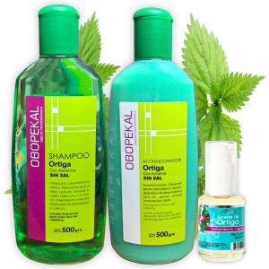 Kit capilar intensivo de Flor de ortiga y keratina, fortalece y evita la caida del cabello, incluye Shampú 500 ml + Acondicionador 500ml+ Aceite 30ml,