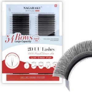 Extensiones de pestañas, Fibras tecnológicas 2D UU Tecno rimmel, Blister XL de 54 filas (4,5 blisters en 1), 0,07D Mix (7-15mm de largo), Nagaraku